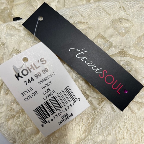 HeartSoul Women Lace Babydoll Maxi Dress Size L Tiered Ivory Summer Event NWT - Picture 5 of 8